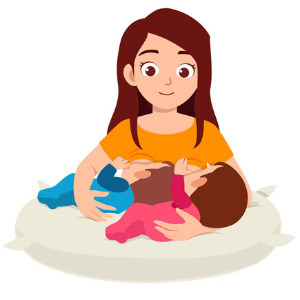 Breastfeeding Twins Positions - Cross-Cradle Hold